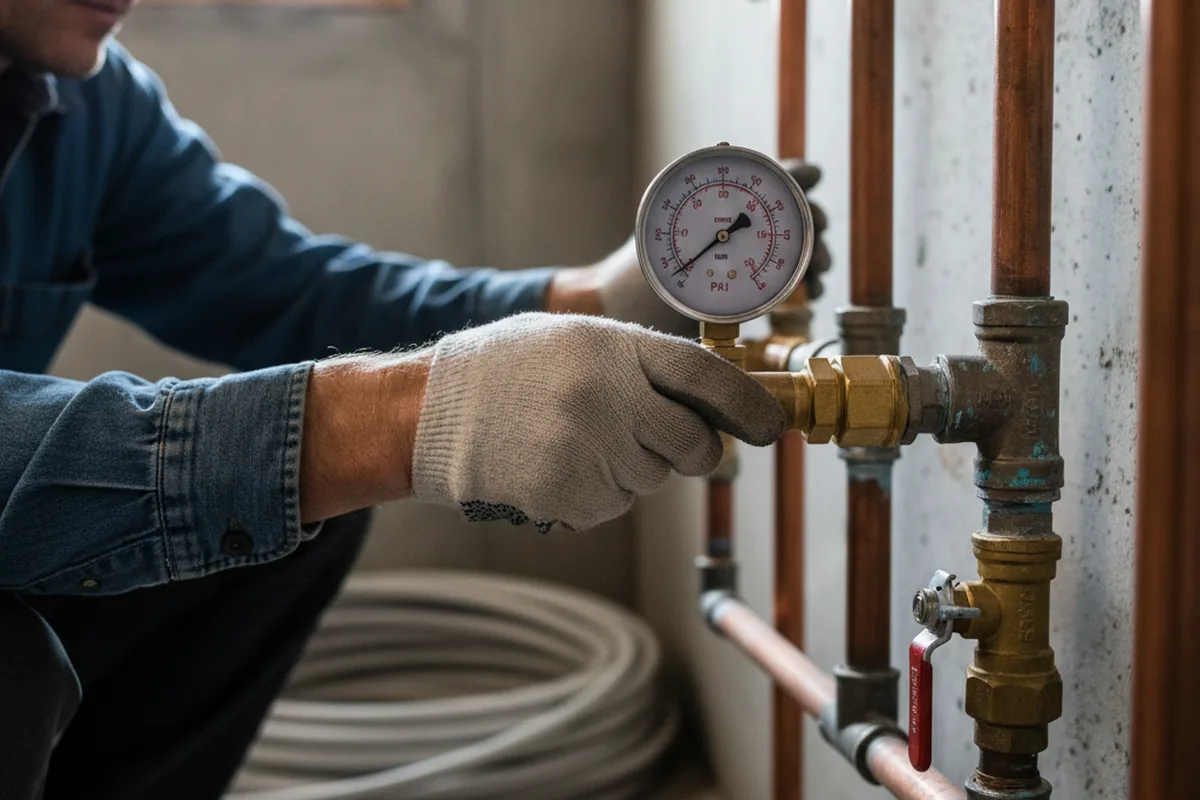 Pressure testing a repaired line during Water Line Repair in North Palm Beach